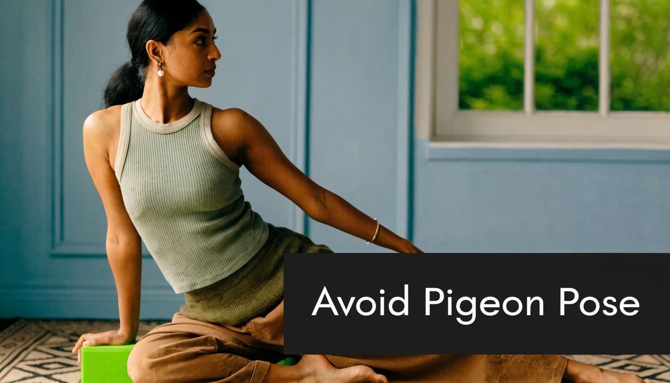 A woman in a green ribbed tank top practicing yoga while sitting on a green block.
