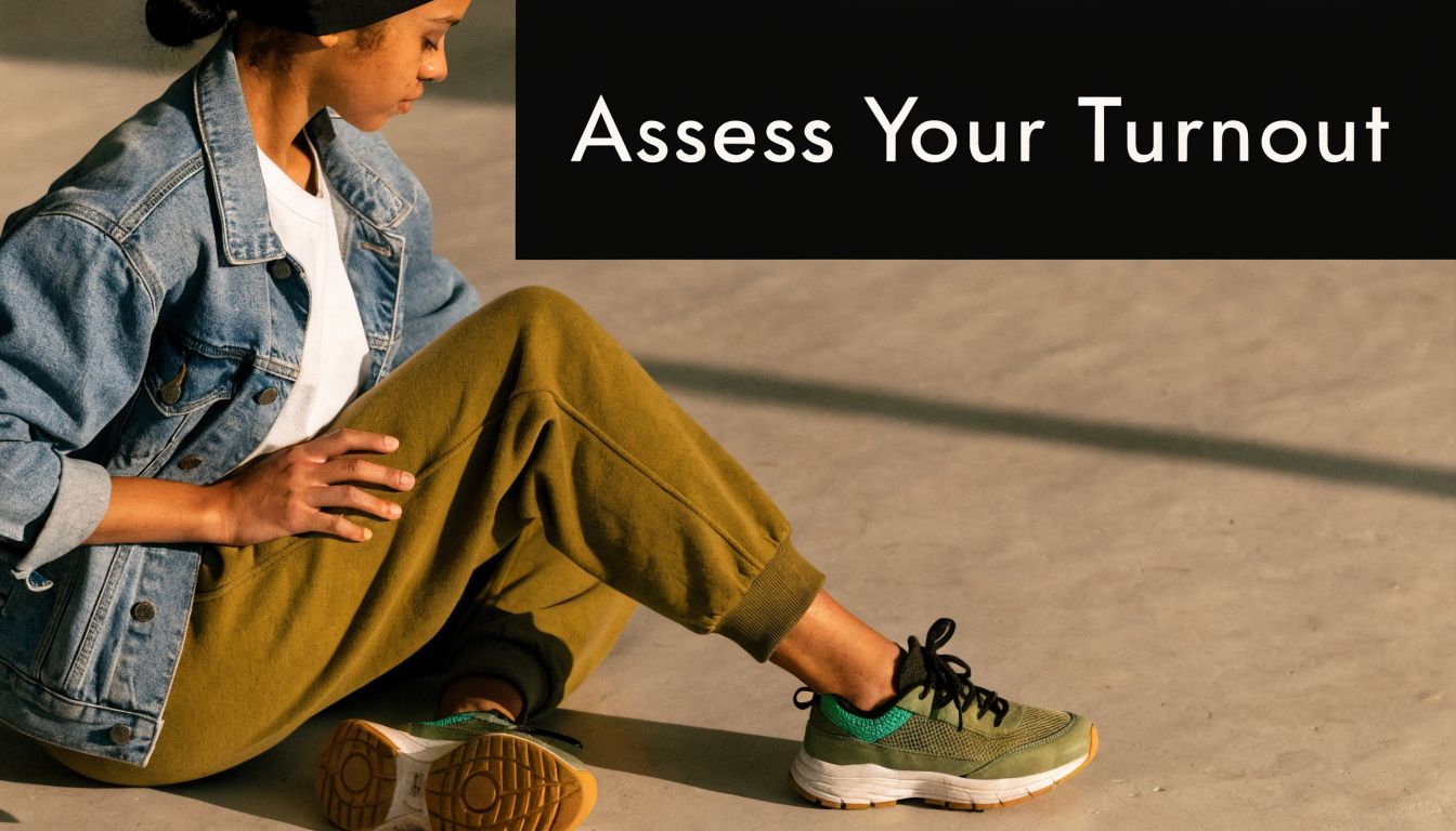 A person sitting on a ground, wearing a denim jacket and athletic shoes, near text overlay.
